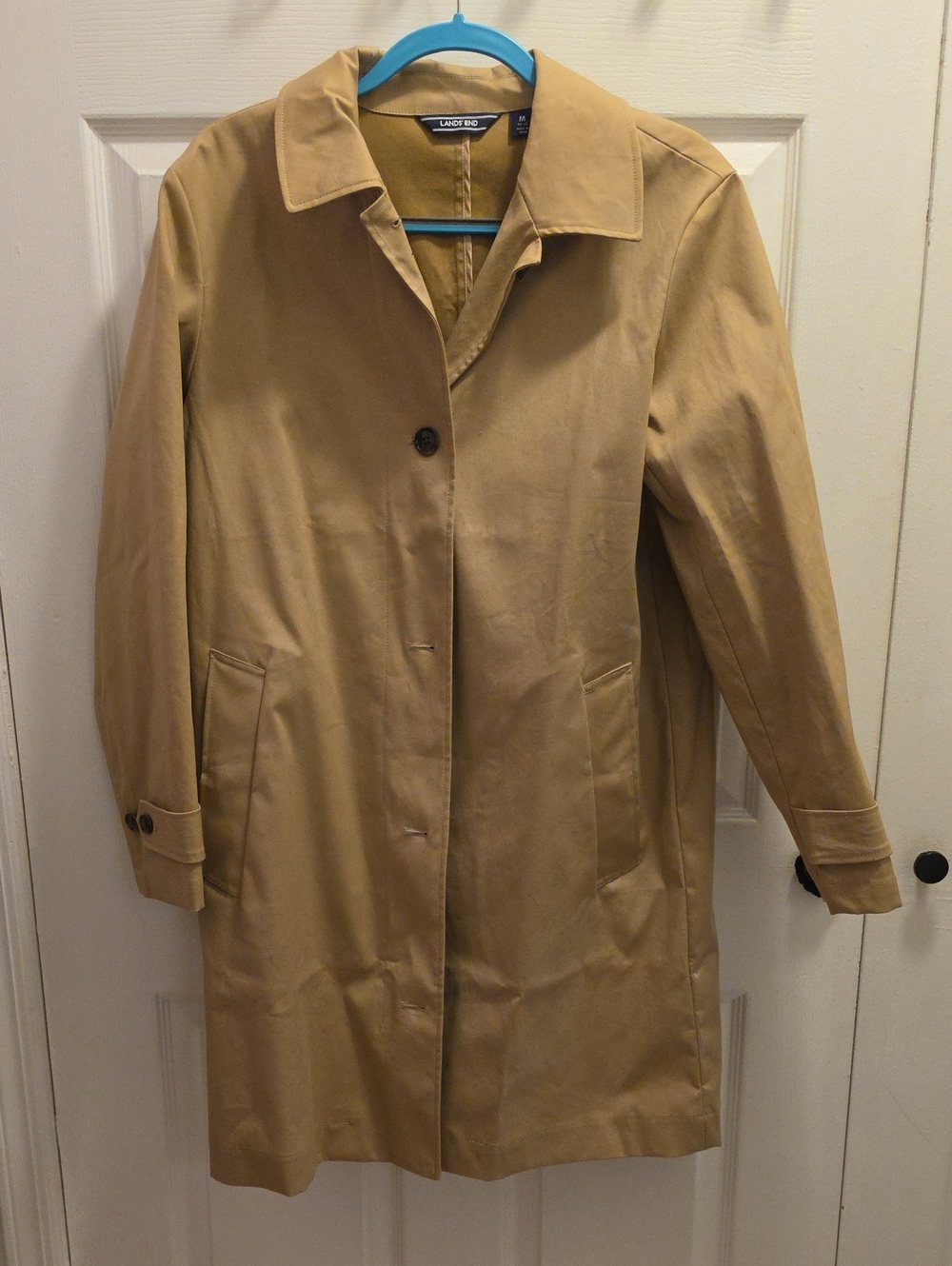 Lands' End Women's Camel Single-Breasted Trench Coat